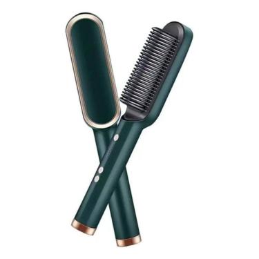 Imagem de Escova De Cabelo Alisadora Elétrica Pente Alisador Verde