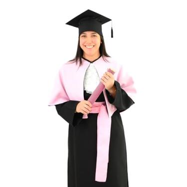 Imagem de Beca Formatura + Capelo + Jabô + Faixa + Canudo+ Capa Ombro (Rosa, Infantil 02)