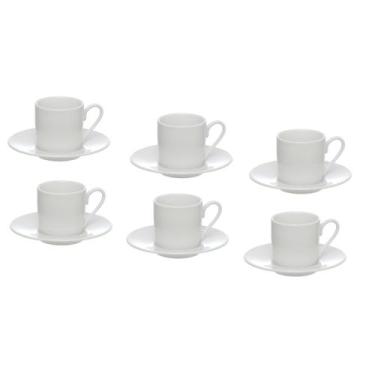 Imagem de Jogo 06 Xícaras De Café Porcelana Com Pires 80ml Branco - Hauskraft