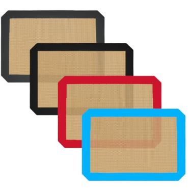 Imagem de Pequenos tapetes de silicone para assar, conjunto de 10 x 21 x 21 cm, antiaderente, livre de BPA, forro de assadeira de 1/4 para biscoitos, macaron, pão, pastelaria, torradeira (várias cores)