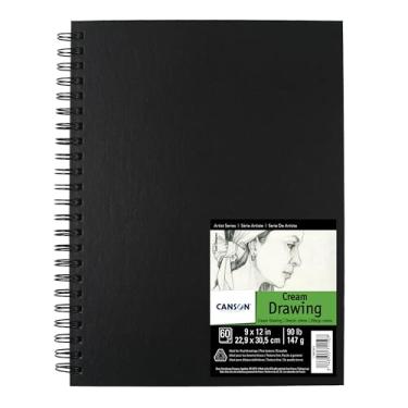 Imagem de Canson Caderno de desenho de campo da série artista, encadernado com fio lateral, 22,8 x 30,5 cm, 60 folhas – Papel de arte profissional para marcador, caneta, tinta, lápis