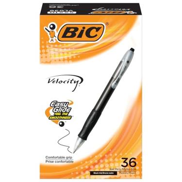 Imagem de BIC Caneta esferográfica retrátil Velocity, ponta média (1,0 mm), preta, 36 unidades