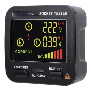 Imagem de Testador de Tomada Digital, Display de Tensão Neutro, Testador de Receptáculo de Teste de Fio Vivo Com Interruptor Elétrico, Detecção de Proteção