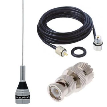 Imagem de Antena Móvel Vhf M-300C Cabo 5,5 metros Adaptador Bnc Macho Uhf Fêmea 