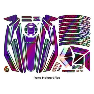 Imagem de Kit Adesivos Completo Cg Titan 160 23-24 Holográfico Roxo - Resitank