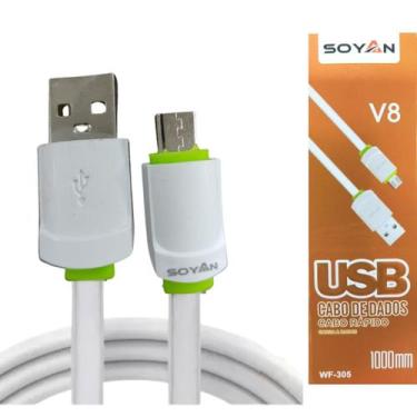 Imagem de Cabo Carregador Micro Usb Soyan Turbo Reforçado V8 1 Metro - Lt04