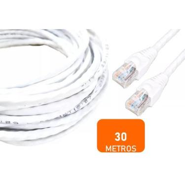 Imagem de Cabo de Rede Internet CFTV Montado Pronto para Uso Branco Cat5 30 metr