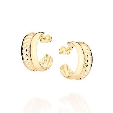 Imagem de Brincos banhado ouro 3x 24k 18k e 22k femininos meia argola rommanel c