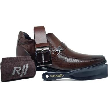 Imagem de Kit 4x1 Sapato Social Rafarillo Masculino Couro Legítimo Preto Marrom 