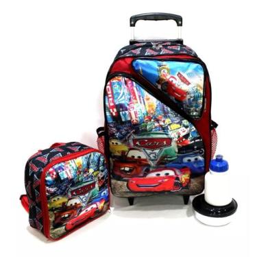 Imagem de Mochila Carros Relâmpago Mcqueen Rodinhas Tam G + Lancheira - Kids Bag