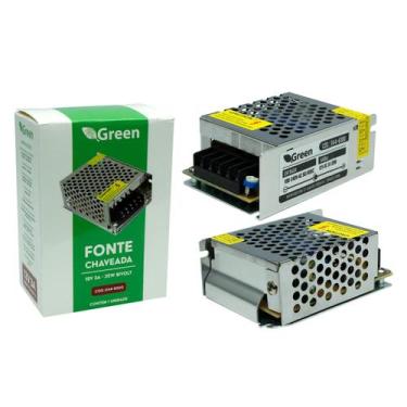 Imagem de Fonte Chaveada 12V 3A 35W Bivolt - Gabinete Metal Colmeia - GREEN, 044