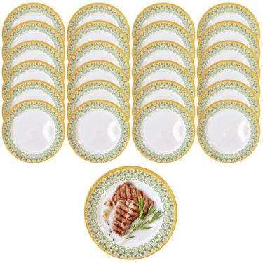 Imagem de 24 Pratos Raso em Melamina 23cm Decorada Buffet Restaurantes - Fx