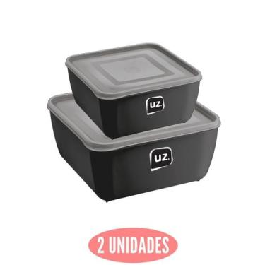 Imagem de Conjunto 2 Potes Plasticos Preto  1,5 e 2,5 Litros Gourmet - UZ