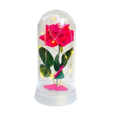 Imagem de Luminária A Rosa Encantada Pink 20 Cm Base Pérola Quente - Amor Lindo