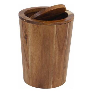 Imagem de Lixeira Madeira Multiuso 10 L Basculante 30x23cm - Marrom  - Oikos, Ma