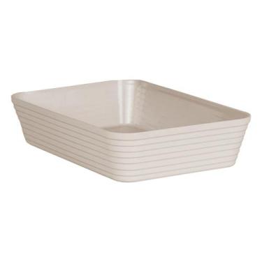 Imagem de Travessa Retangular Com Friso Le Chef  27,5x19x6 cm Branca/Creme - Par