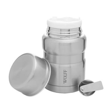 Imagem de WOLFF - Pote Térmico com Dupla Parede de Aço Inox e Colher - INOX - 480ml - Pote para Marmita, Sopas, Frutas, Temperos, Bebidas - Ótima Vedação
