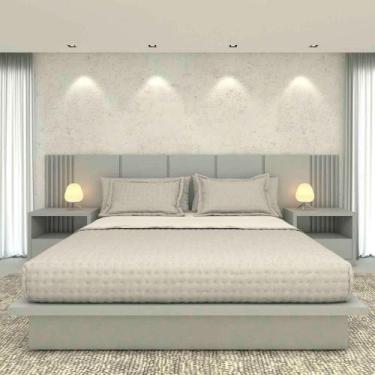 Imagem de Kit Quarto Sob Medida King MDF Com Cabeceira 3,50m e 2 Mesas - Casa La