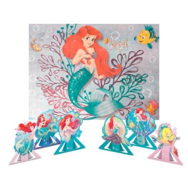 Imagem de Kit Festa Ariel Decoração Pequena Sereia Painel + Display - Piffer / R