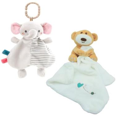 Imagem de Kit Naninha Pelucia Antialérgico Elefante Ursinho Color Baby