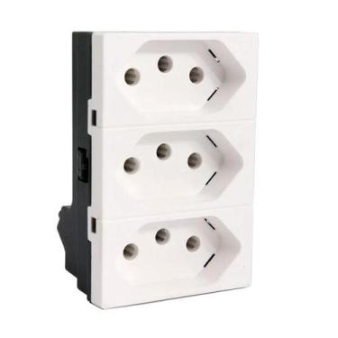 Imagem de Modulo Pial Plus Tomada Triplex 10A Branco Borne Automático, Branco
