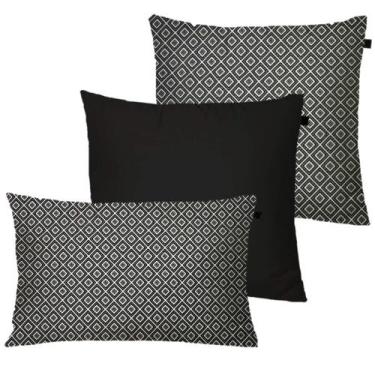 Imagem de Kit com 3 Almofadas Jacquard Geo Preto/Branco - FASTLAR