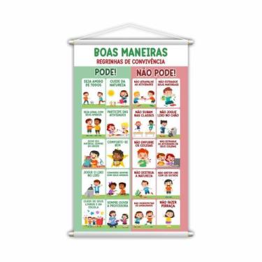 Imagem de Banner Escolar Pedagógico Boas Maneiras 120X60Cm - Plimshop