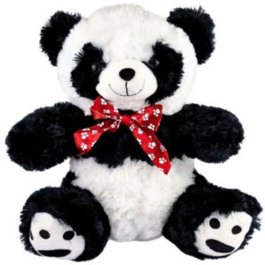Imagem de Urso Panda de Pelúcia Sentado Com Laço 35cm - Fizzy