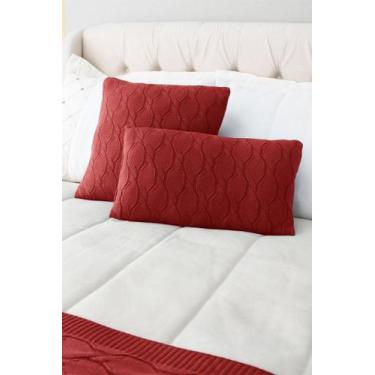 Imagem de Capa para Almofada Tricô Trançada HomeBliss, Bordô, 50x30cms