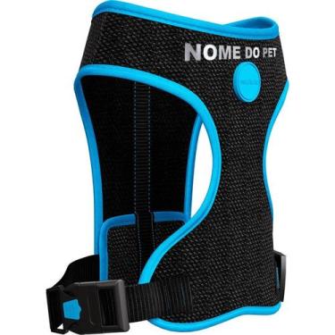 Imagem de Peitoral personalizado  meuauau neon azul - nome do pet, G