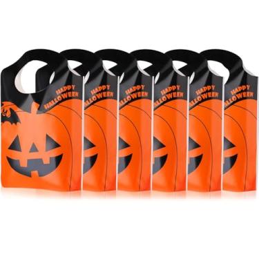 Imagem de 50 pacotes de bolsas de Halloween Jack-O-Lantern Pumpkin Candy Bags Trick or Treat Goody Bags para lembrancinhas de festa de Halloween (50 sacos)