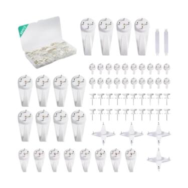 Imagem de Ioensy Conjunto de ganchos para pendurar quadros Cabides para quadros Ganchos para parede de concreto Ganchos de parede para paredes duras Pendurar quadros