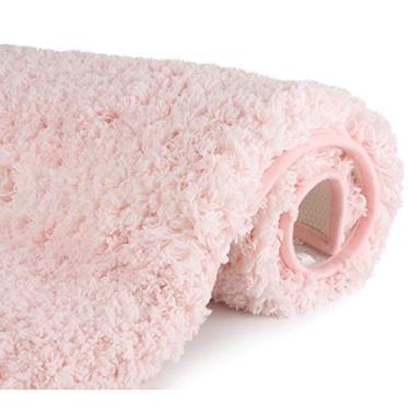 Imagem de Tapete de banheiro luxuoso antiderrapante tapete de banheiro (50,8 x 81,2 cm) - absorvente de água eficiente, lavável na máquina/seco e tapete de banheira de pelúcia extra macio para banheiro, sala de estar e lavanderia, Lovely Pink, 32" x 20"