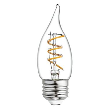 Imagem de GE Lighting Lâmpada LED decorativa vintage, regulável, 3 Watts, ponta dobrada, vidro transparente, luz de vela quente, pacote com 1