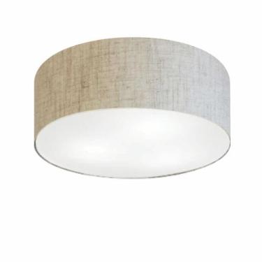 Imagem de Plafon Cilíndrico Md-3014 Cúpula em Tecido 50x15cm Rústico Bege - Bivo