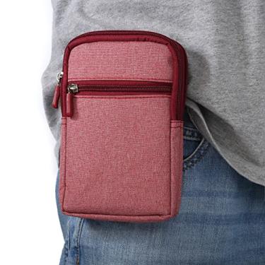 Imagem de Bolsa de cinto para celular, coldre masculino com clipe de cinto para celular, bolsa esportiva vertical de nylon para celular com alça de cinto, mosquetão, zíper, bolsa de transporte, pochete
