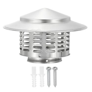 Imagem de PATIKIL Tampa de chaminé de 7,6 cm, tampa de chaminé redonda de aço inoxidável 304, tampa do capô, ventilação do teto com parafusos para lareira tubo de fogão externo de exaustão