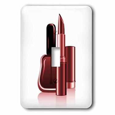Imagem de 3dRose lsp_159026_1 Uma ilustração de esmalte rosa escuro e um batom interruptor de interruptor único