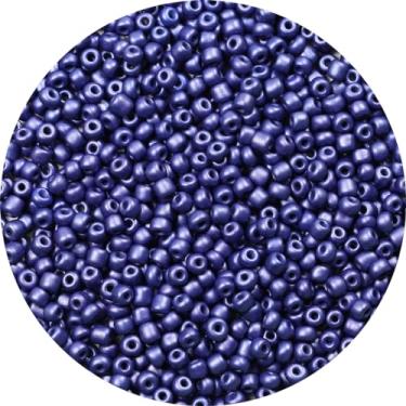 Imagem de Bala&Fillic Cor azul marinho fosco 4 mm contas de semente cerca de 1200 peças/100 gramas em saco, 6/0 contas de vidro para fazer pulseira e colar (azul marinho fosco -4 mm)