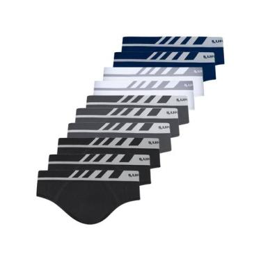 Imagem de Kit com 10 Cuecas Slip Lupo 691-002 Colorido, Azul marinho, M