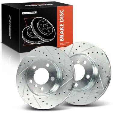 Imagem de A-Premium Rotores de freio a disco dianteiro perfurado e ranhurado de 12,09 pol (307,00 mm) compatíveis com mini modelos selecionados - Cooper Countryman 2011-2016, Cooper Paceman Sentra 2013-2016,