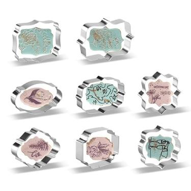 Imagem de Conjunto de cortadores de biscoito de aço inoxidável, molde de bolo de fondant, carimbos de biscoito de borda padrão para assar biscoitos, prensa de molde de biscoito, conjunto de moldes de biscoito,