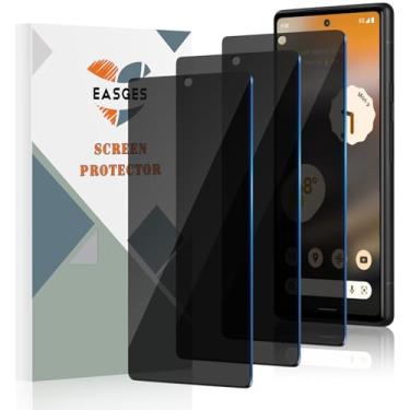 Imagem de Pacote com 3 protetores de tela de privacidade para Google Pixel 6A, dureza 9H, antiarranhões, protetor de tela de vidro temperado para Google Pixel 6A 5G 6,1 polegadas, fácil instalação, sem bolhas