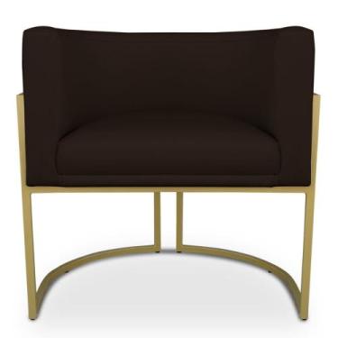 Imagem de Poltrona Decorativa Luna para Sala Veludo Base em aço Dourado - Porto 