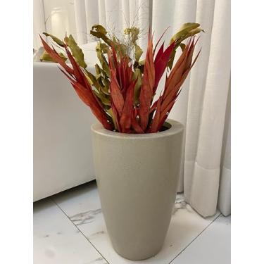 Imagem de VASO POLIETILENO CONE LISO REDONDO P/PLANTAS E JARDINS DECORATIVO (BRANCO MARMORE)