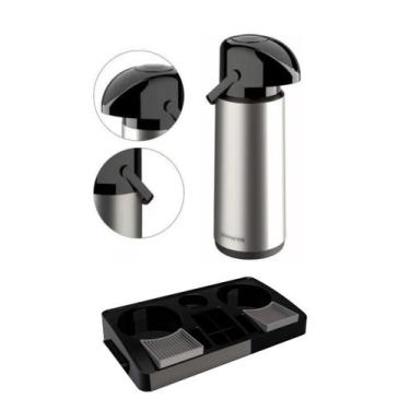 Imagem de Garrafa Térmica Verona 1,8 L Inox + Bandeja Organizadora Servire 2 - U