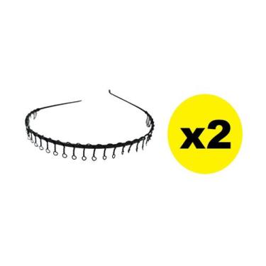 Imagem de Kit 2 Tiaras de Ferro Arco Metal Preto 14cm Acessório - Lynx produções