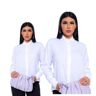 Imagem de Kit 2 Camisa Social Feminina Básica Casual Disponível Em Varias Cores 