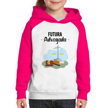 Imagem de Moletom Infantil Futura Advogada - Foca na Moda, Branco, Rosa, 4