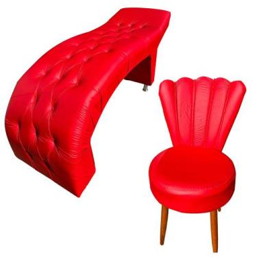 Imagem de Maca Para Estética Luxo com Cadeira Pétala Tecido sintético Vermelho -